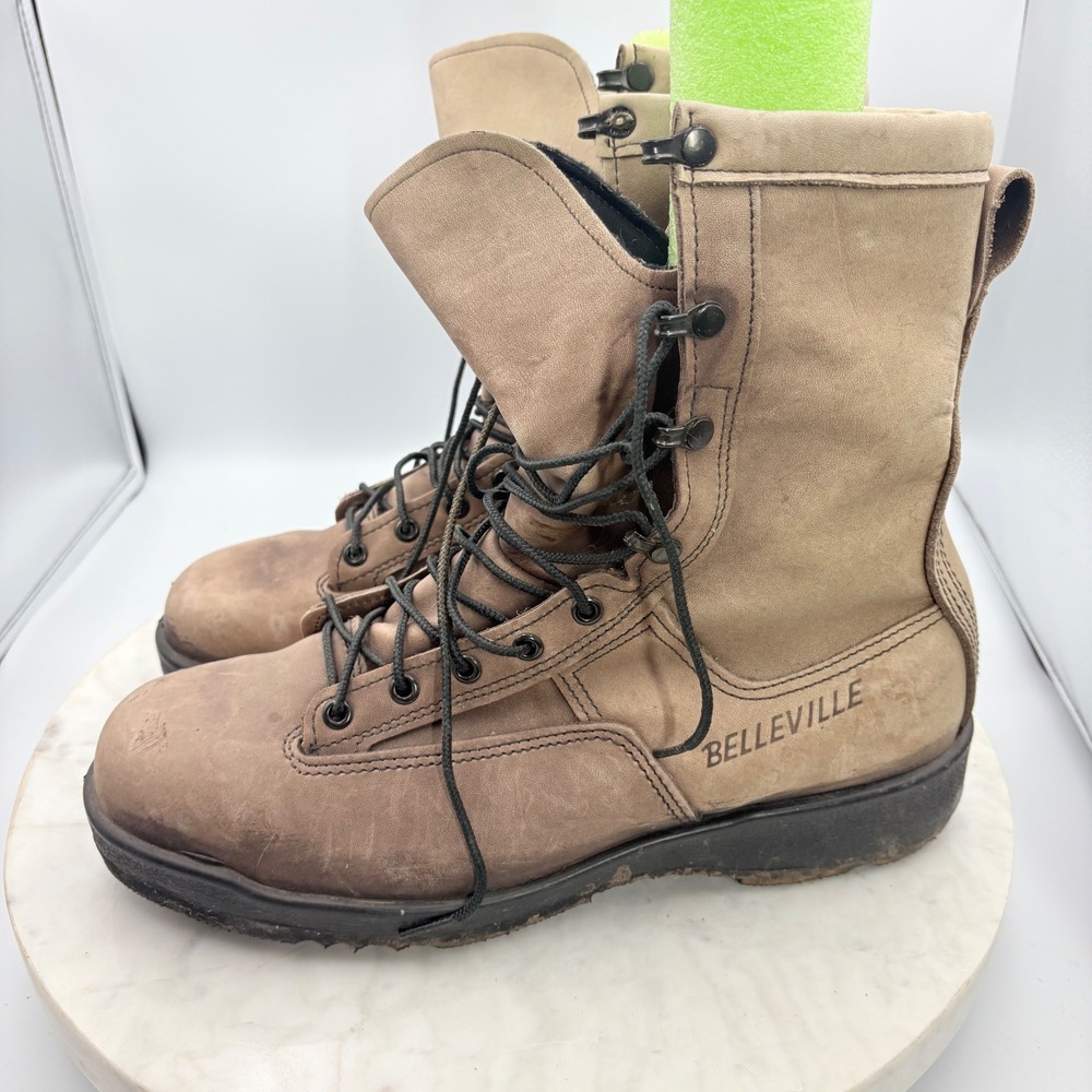 Belleville Combat Boots Mens 11 Wide Tan Leather Tactical Vibram Sole Military